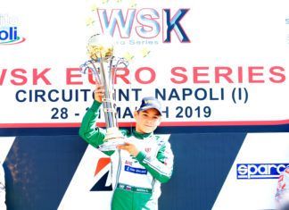 Nikita Bedrin (Tony Kart/Vortex/Vega) taking his first victory of the season in the opening round of WSK Euro Series.