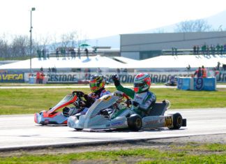 Simo Puhakka (Tony Kart/Vortex/Bridg) winning in front of Bas Lammers (Sodikart/TM Racing/Bridg)